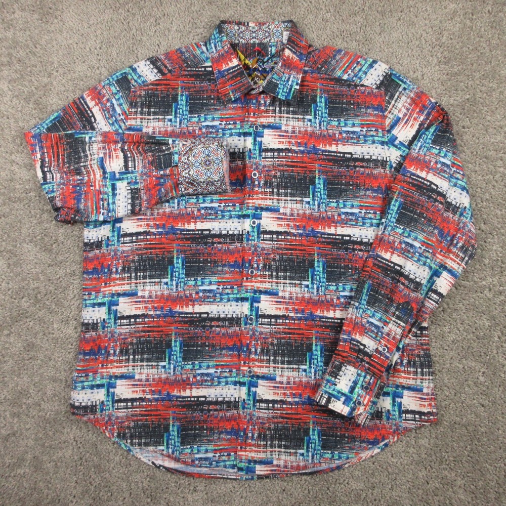 Robert Graham Shirt Mens Large Geometric Classic Fit Abstract Party Button Up